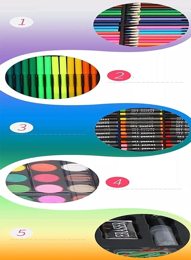 TONY STARK Kids Birthday Return Gift - 150-Piece Art Set (Pack of 5, Black) with Color Pencils, Oil Pastels, Crayons, Sketch Pens, Watercolors & Drawing Tools | Art & Craft Kit for School - Image 5